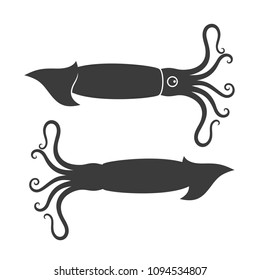 Squid silhouette. Isolated squid on white background


