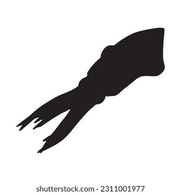 Squid silhouette. Isolated squid on white background