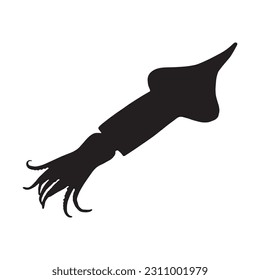 Squid silhouette. Isolated squid on white background