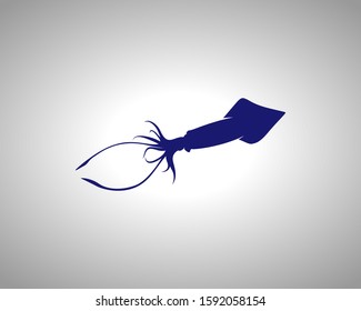 Squid Silhouette on White Background. Isolated Vector Animal Template for Logo Company, Icon, Symbol etc.