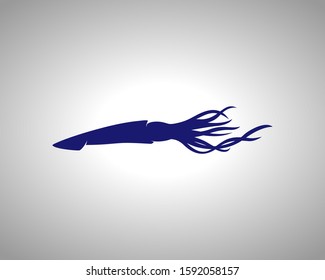 Squid Silhouette on White Background. Isolated Vector Animal Template for Logo Company, Icon, Symbol etc.