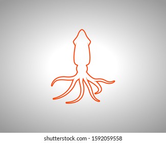 Squid Silhouette on White Background. Isolated Vector Animal Template for Logo Company, Icon, Symbol etc.