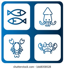 squid simple icons set. Contains such icons as Sardines, Squid, Lobster, Crab, can be used for web, mobile and logo