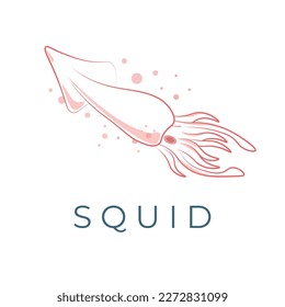 Squid Simple Line Art Vector Illustration Logo