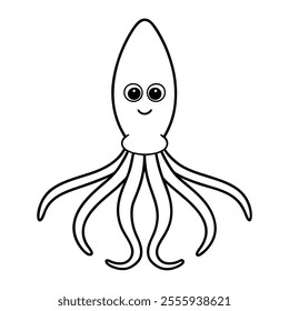A squid with a simple stretched body