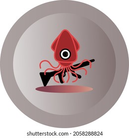 Kalmare Soldaten Symbol mit Waffe. Vektordesign-Illustration.