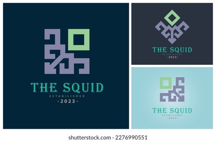 The Squid square modern logo template design vector for brand or company and other