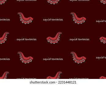 Caricatura de Squid Tentacles patrón sin fisuras sobre fondo rojo