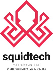 SQUID WITH TENTACLES MODERN VECTOR LOGO