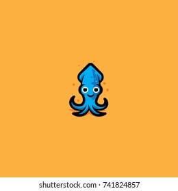 Squid Vector, blue and colorful, isolated vector image.