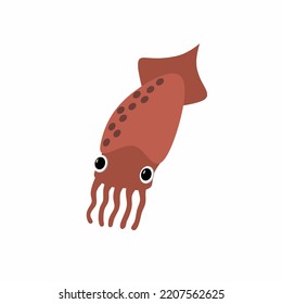 Squid vector with freckles ,perfect for seafood designs, story books, etc.