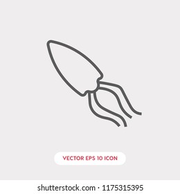 Squid vector icon. Animal symbol.  Pictogram, flat vector sign isolated on white background. Simple vector illustration for graphic and web design.