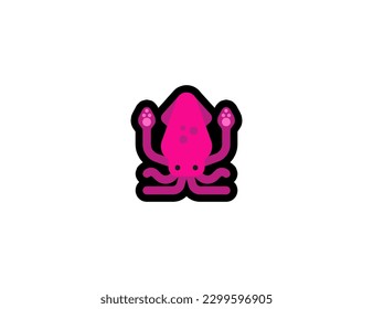 Squid vector icon. Delicious seafood emoji illustration. Isolated Squid vector emoticon