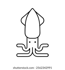 Squid Vector Icon. Squid Vector Illustration. Seafood Silhouette. Flat Design Style Isolated On White Background.