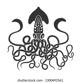 Squid . Vector illustration greek style on white background