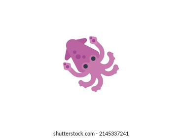 Vector Squid Emoticon Aislado. Icono de calamar