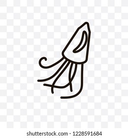 Squid vector linear icon isolated on transparent background, Squid transparency concept can be used for web and mobile