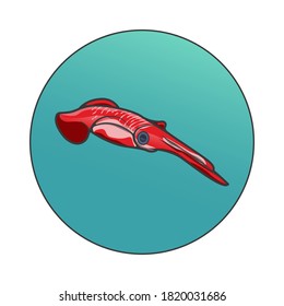 squid vector on gradient circle with white background