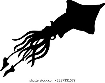 silueta portadora de calamar negra
