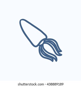 Squid vector sketch icon isolated on background. Hand drawn Squid icon. Squid sketch icon for infographic, website or app.