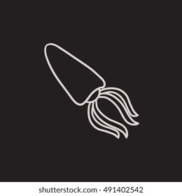 Squid vector sketch icon isolated on background. Hand drawn Squid icon. Squid sketch icon for infographic, website or app.