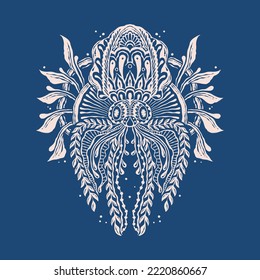 Squid vintage mandala ilustración de patrón Premium Vector