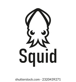 Squid vintage retro inspiration isolated squid logo template. Traditional restaurant logo illustration