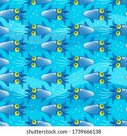 El calamar del agua, la textura vectorial sin costura de los niños