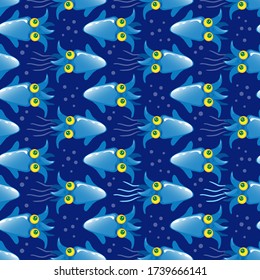 El calamar del agua, la textura vectorial sin costura de los niños