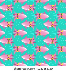 El calamar del agua, la textura vectorial sin costura de los niños