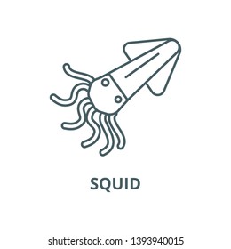 Squid,calamary vector line icon, linear concept, outline sign, symbol