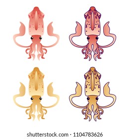Squidisoleted on white. Flat Gradient Sea Food Concept.