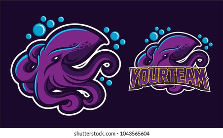 squid/kraken/octopus mascot logo design for sport team