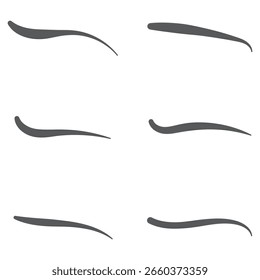 Squiggle brush scribble underline. Marker pen emphasis highlight swoosh stroke. Vector swoosh brush underline set for accent, marker emphasis squiggle element. Vector illustration