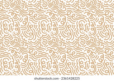 Squiggle christmas line seamless pattern. Creative scribble abstract style New Year background illustration for celebration. Simple xmas golden winter drawing wallpaper print.