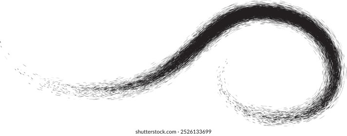 Línea de garabatos. Diseño de arte de línea de graffiti. Logotipo del swoosh del grungy del borde áspero . Efecto de pulverización. Textura Grunge. Elemento angustiado. Grunge squiggle elemento Vector. Diseño de una línea de swoop de pintura en aerosol.