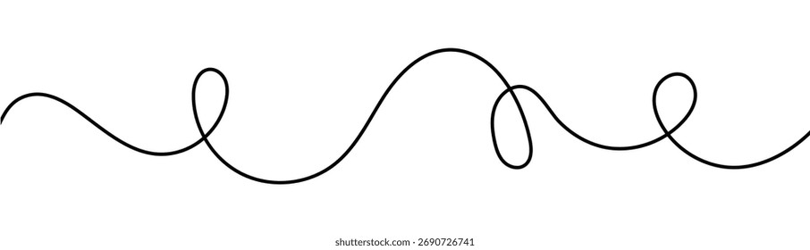 Squiggle line. Wavy line with flowing curves. Undulating abstract background. Curved single line.  