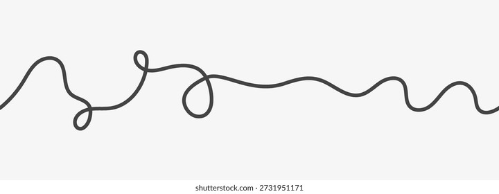 Squiggle una línea. Patrón sin costuras rizado y ondulado. Fondo de cable Doodle. Vector 
