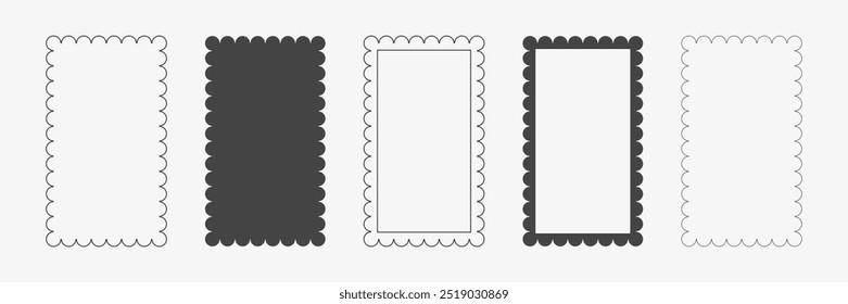 Formatar quadros de retângulo para texto ou imagens. Borda em ziguezague, ondas e formas nervosas. Vetor