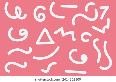 Squiggle shapes. Wavy and swirled brush strokes. Vector seamless pattern