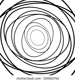 Squiggle, squiggly circles, ovals, lines. Spiral made of random circles. Abstract art.