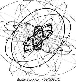 Squiggle, squiggly circles, ovals, lines. Spiral made of random circles. Abstract art.