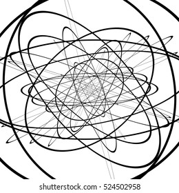 Squiggle, squiggly circles, ovals, lines. Spiral made of random circles. Abstract art.