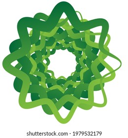 Squiggle, squiggly lines rotated inwards. Circuler, spinning, and cyclic illustration