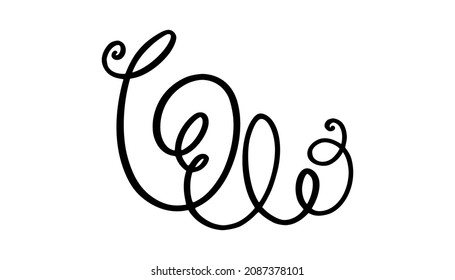 Squiggle and swirl line. Hand drawn calligraphic swirl. Vector illustration in doodle style