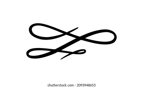Squiggle and swirl line. Hand drawn calligraphic swirl. Vector illustration in doodle style