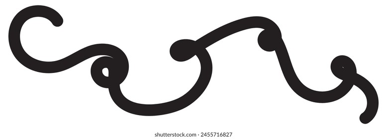 Squiggle and swirl line with a heart. Hand drawn calligraphic swirl. Vector illustration in doodle style