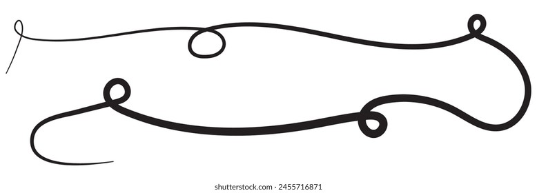 Squiggle and swirl line with a heart. Hand drawn calligraphic swirl. Vector illustration in doodle style