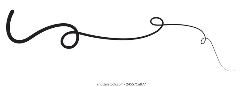 Squiggle and swirl line with a heart. Hand drawn calligraphic swirl. Vector illustration in doodle style
