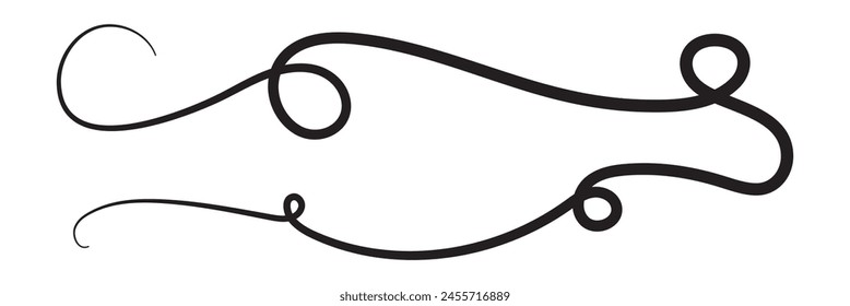 Squiggle and swirl line with a heart. Hand drawn calligraphic swirl. Vector illustration in doodle style